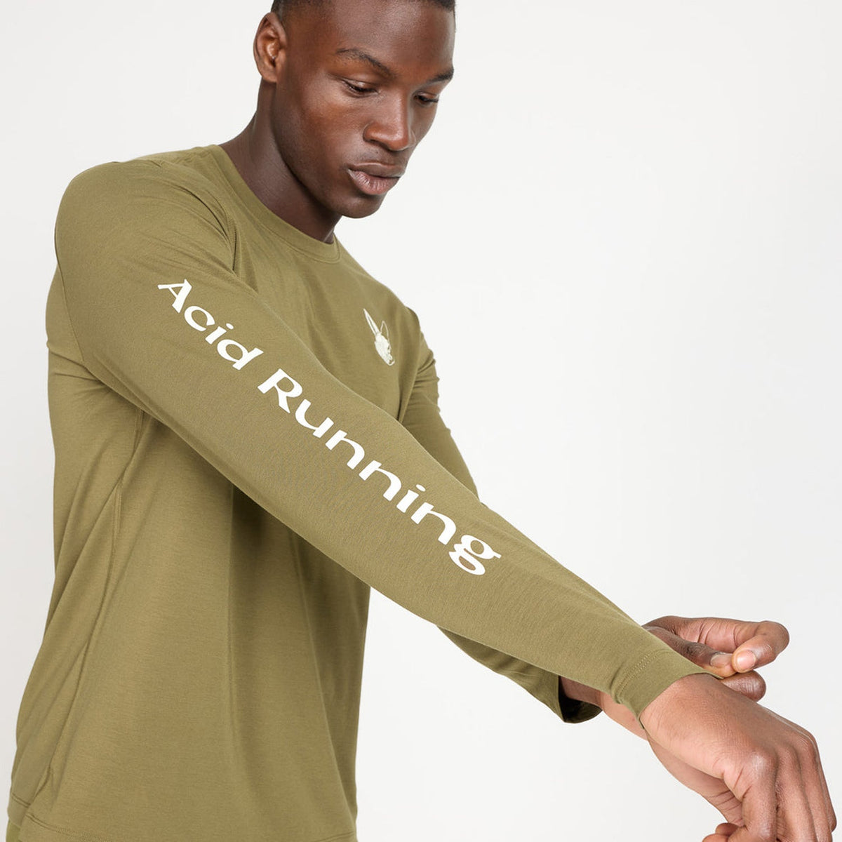 Acid Running Long Sleeve T-shirt: Dark Olive