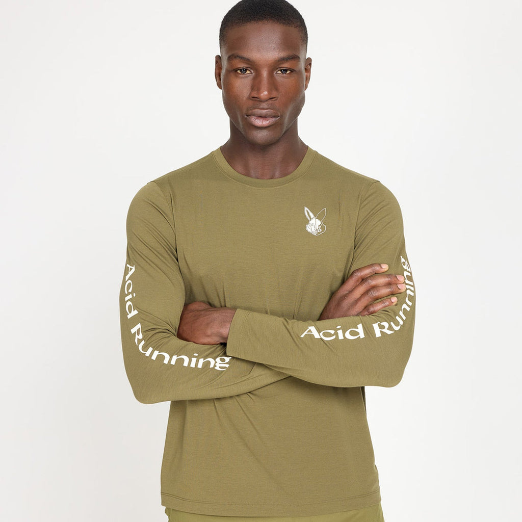Acid Running Long Sleeve T-shirt: Dark Olive