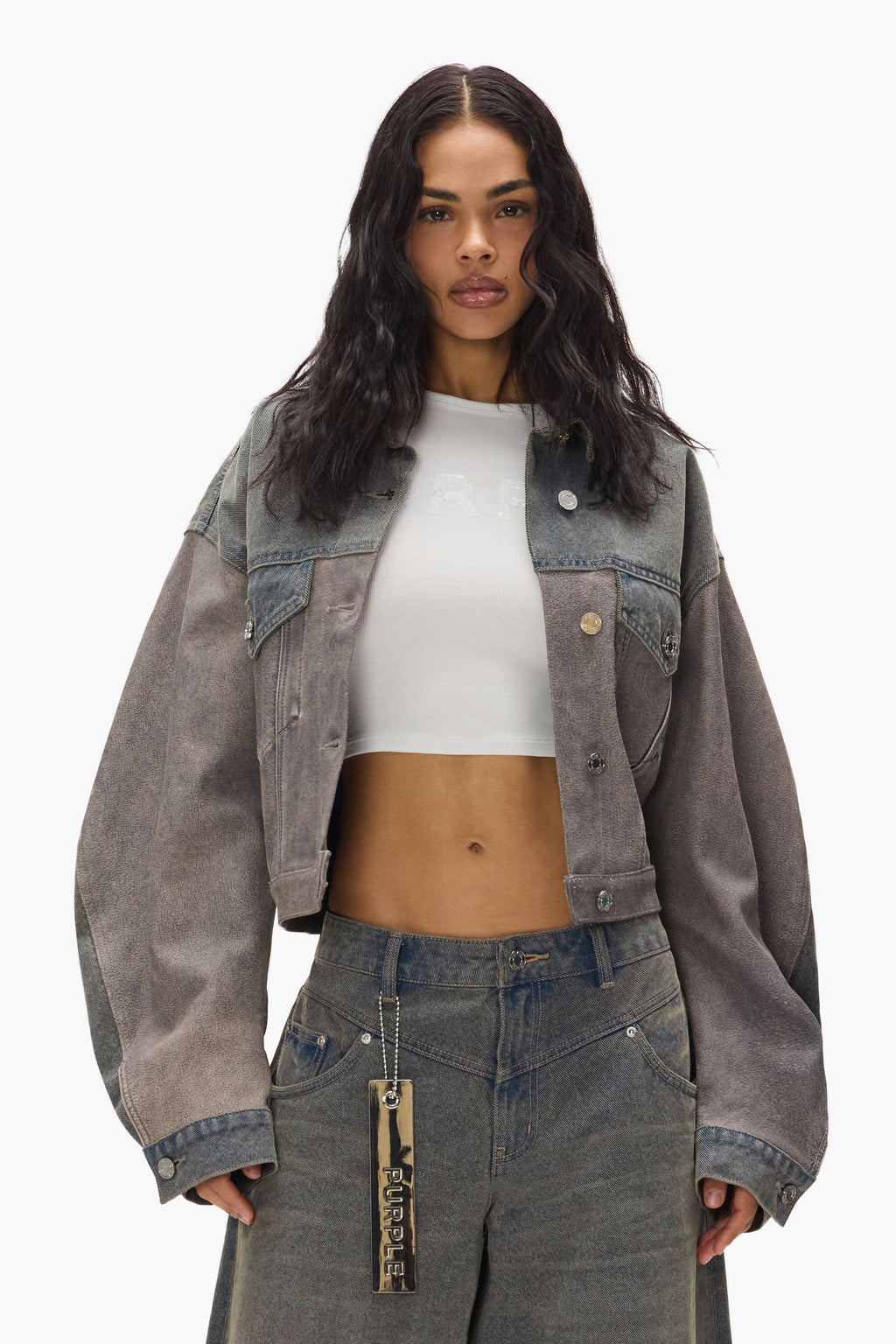 Mixed Denim & Leather Jacket
