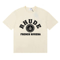 Rhude T-shirts French Cote d'Azur Printed Cotton Casual Short Sleeves Men and Women