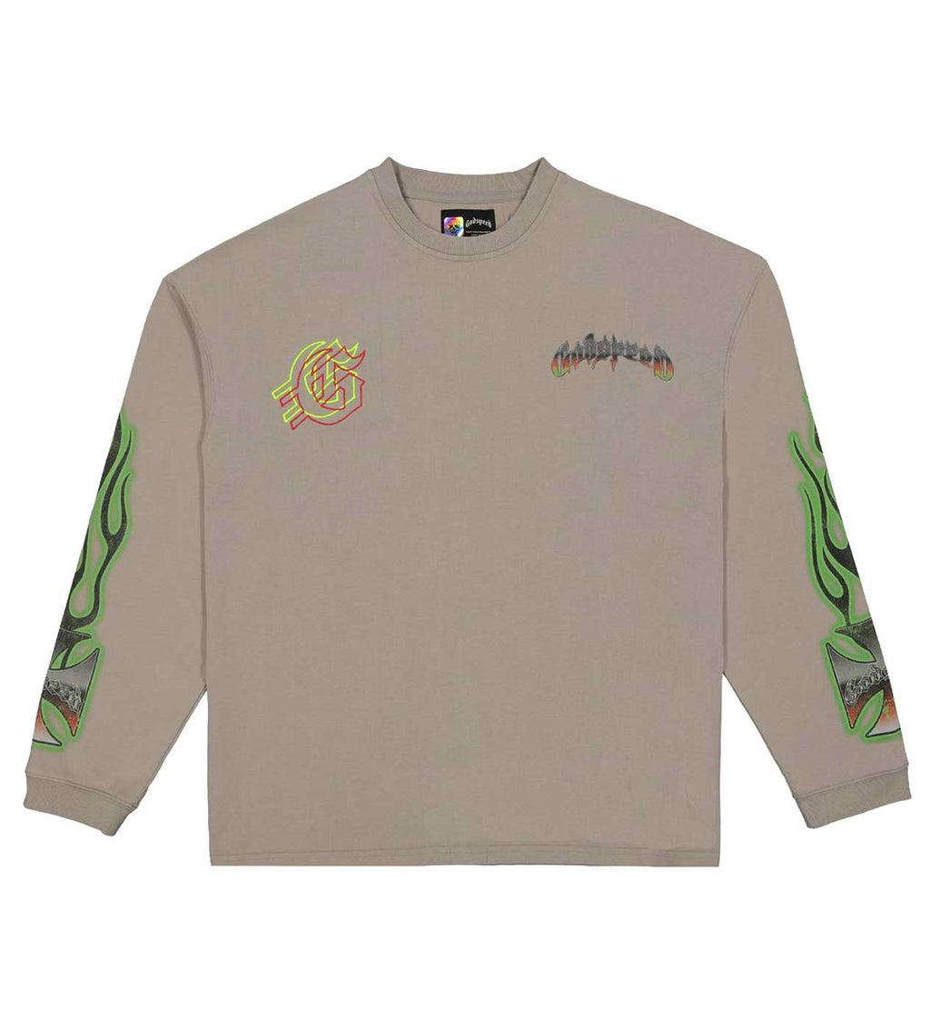 Godspeed Biker Nation L/S Tee Stone Grey