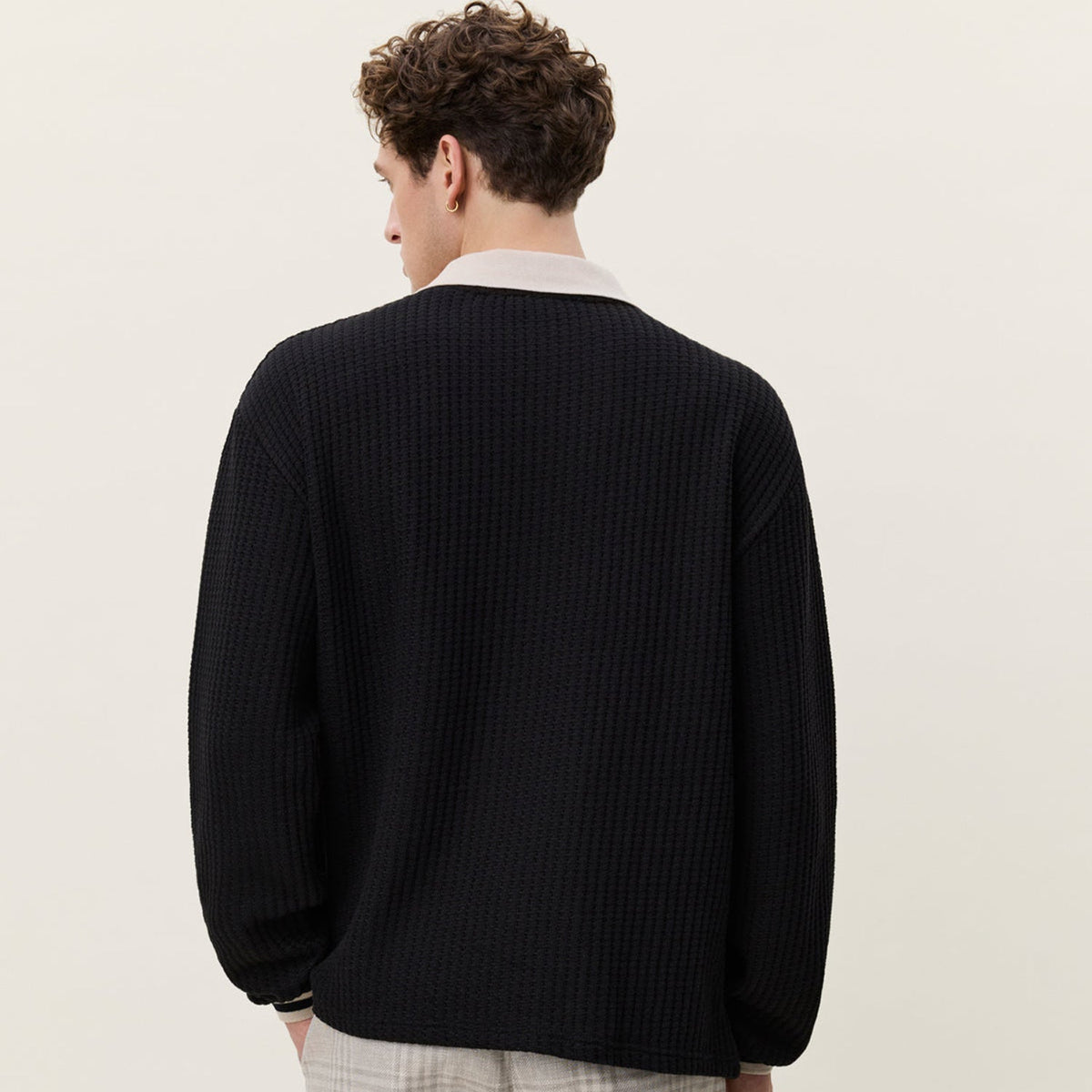 Les Deux Waffle Ls Football Jersey: Black