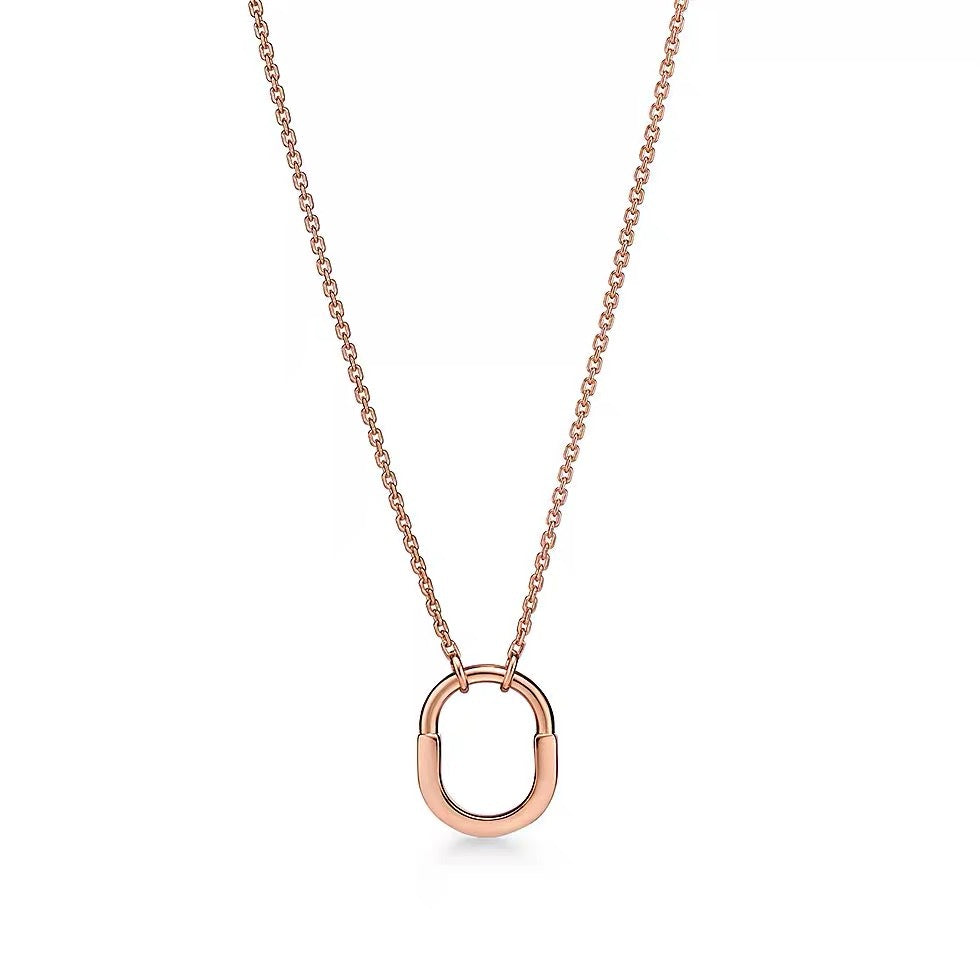 Tiffany Style Lock Cubic Zirconia 18K Gold-Plated Necklace