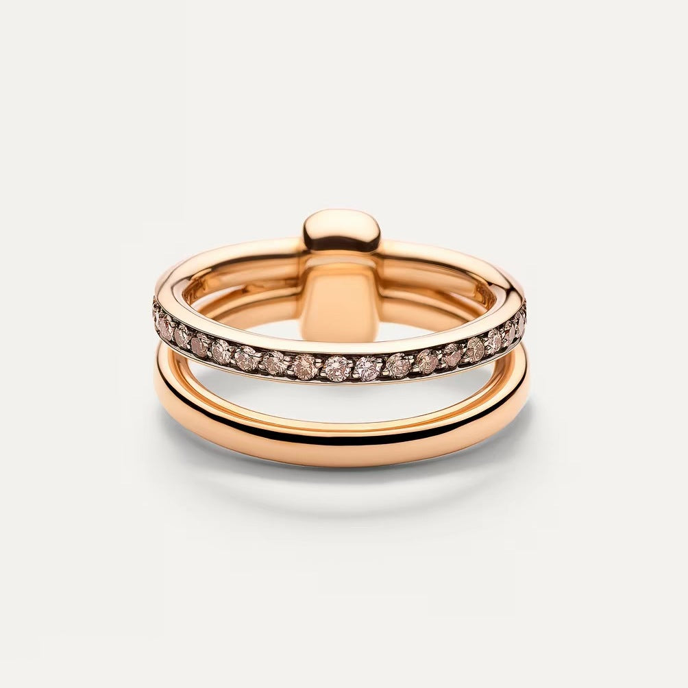 Pomellato Style Pillow Cubic Zirconia 18K Gold-Plated Ring