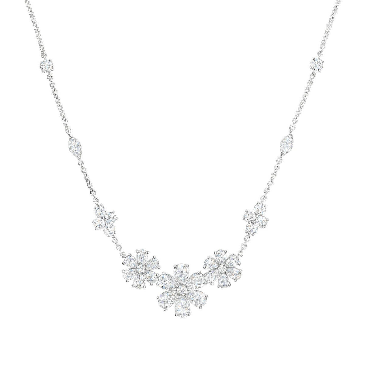 Harry Winston Style Forget-Me-Not Floral Cubic Zirconia Necklace