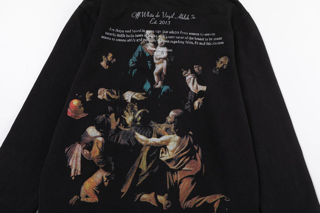 Off-White Colorful Figure Painting Graphic Washed Hoodie