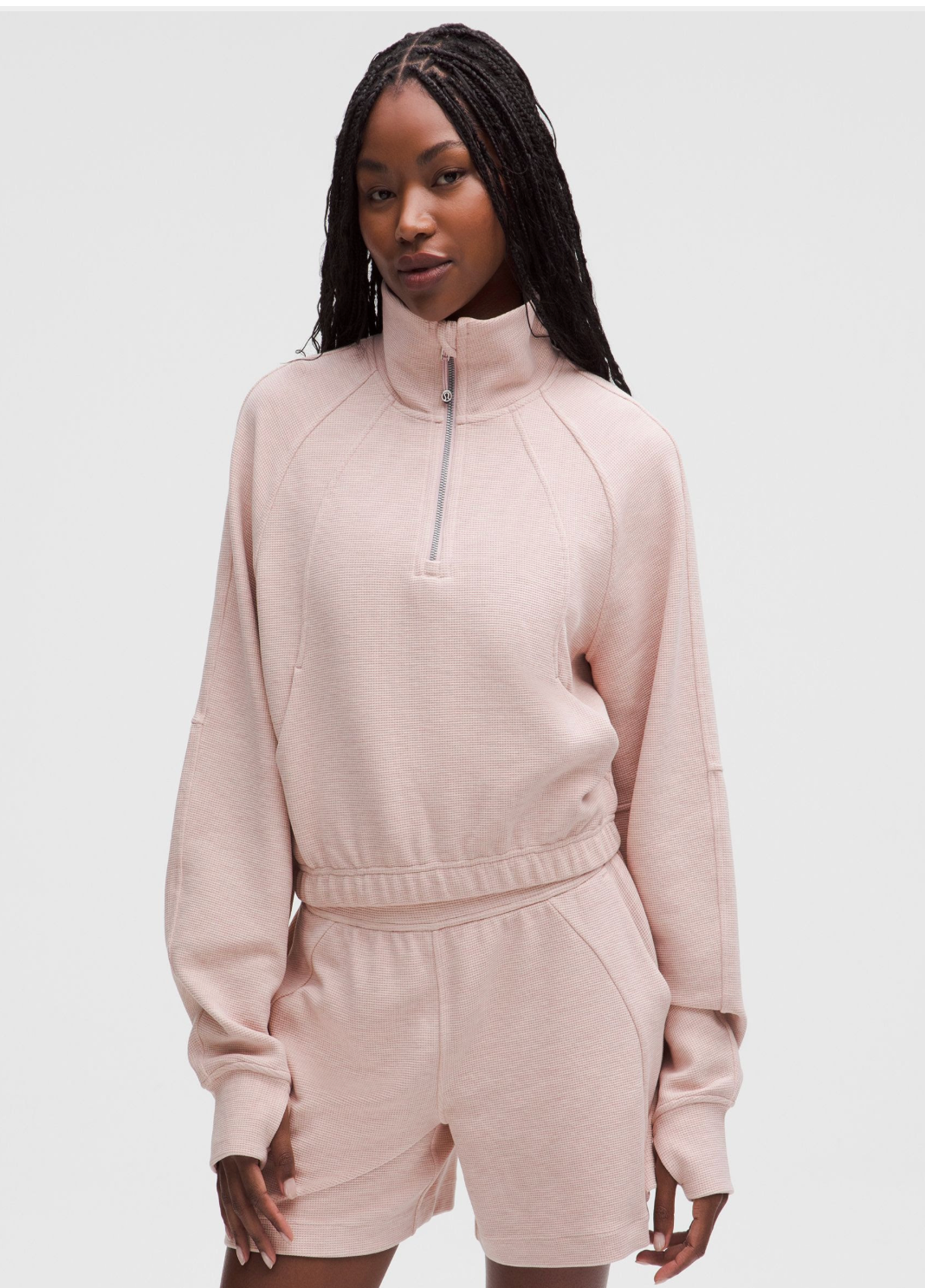 Scuba Cropped 1/2 Zip Funnel Neck *Waffle