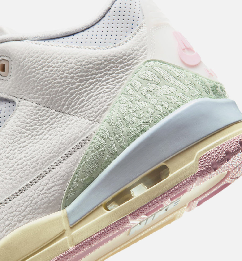 Air Jordan 3 Retro Sail and Jade Aura Men's Sneakers - Sail / Jade Aura / Aura / Iced Carmine