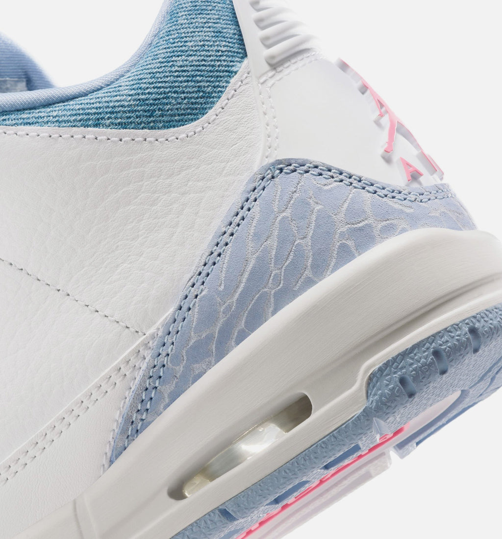 Air Jordan 3 Retro Cobalt Bliss Grade School Shoes - White Cobalt Bliss Football Grey Pink Glow