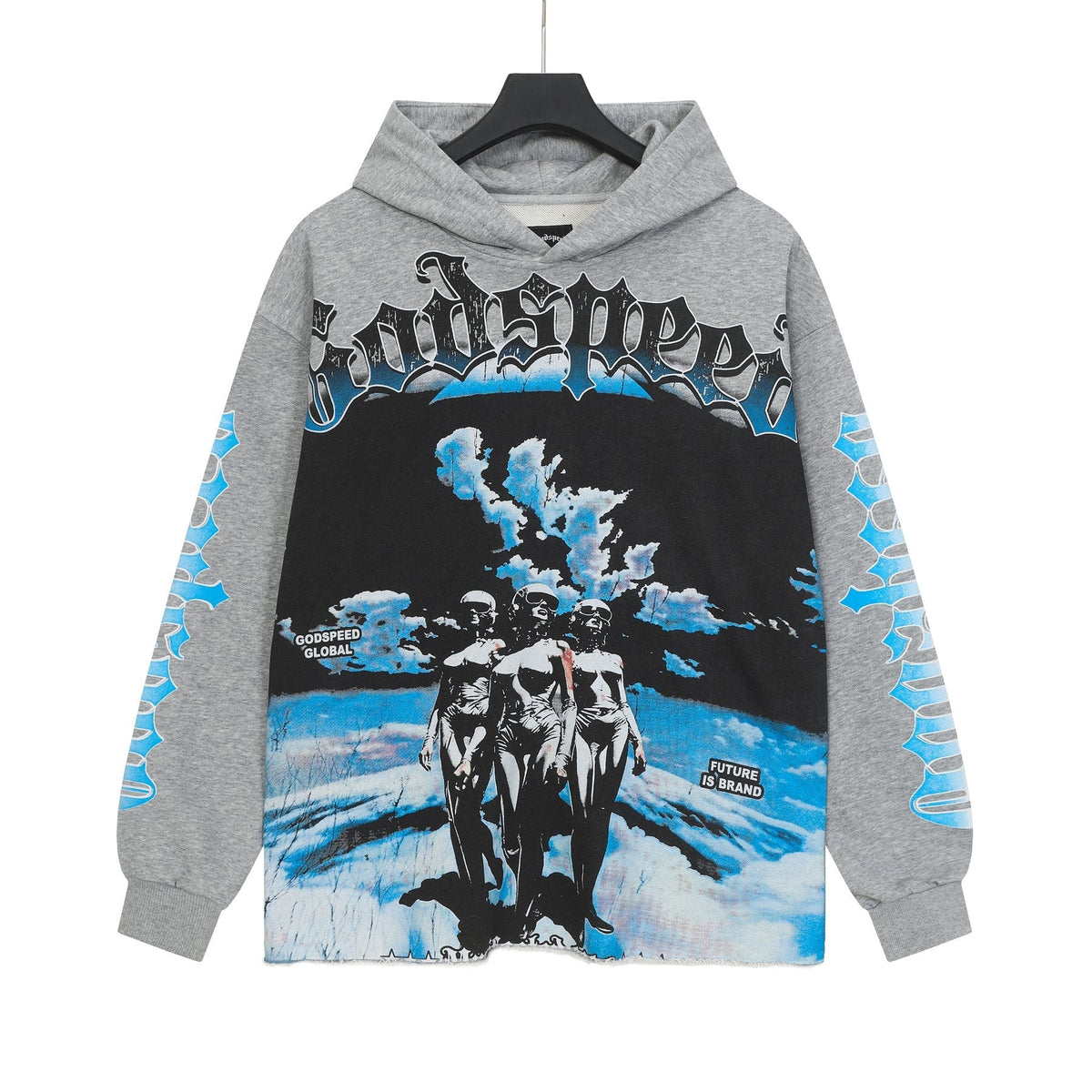 Godspeed Rock Graphic Distressed Hem Hoodie