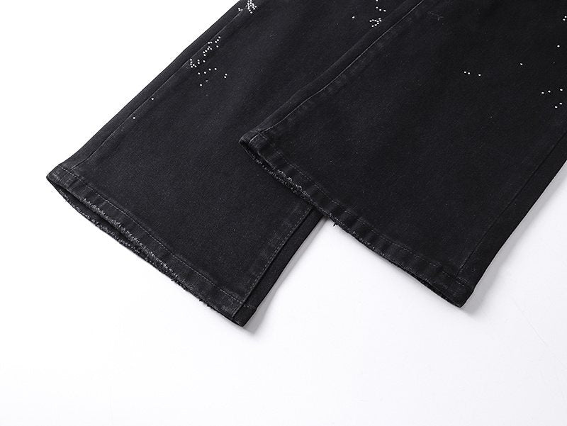 Purple Brand Rhinestone Splatter Black Jeans