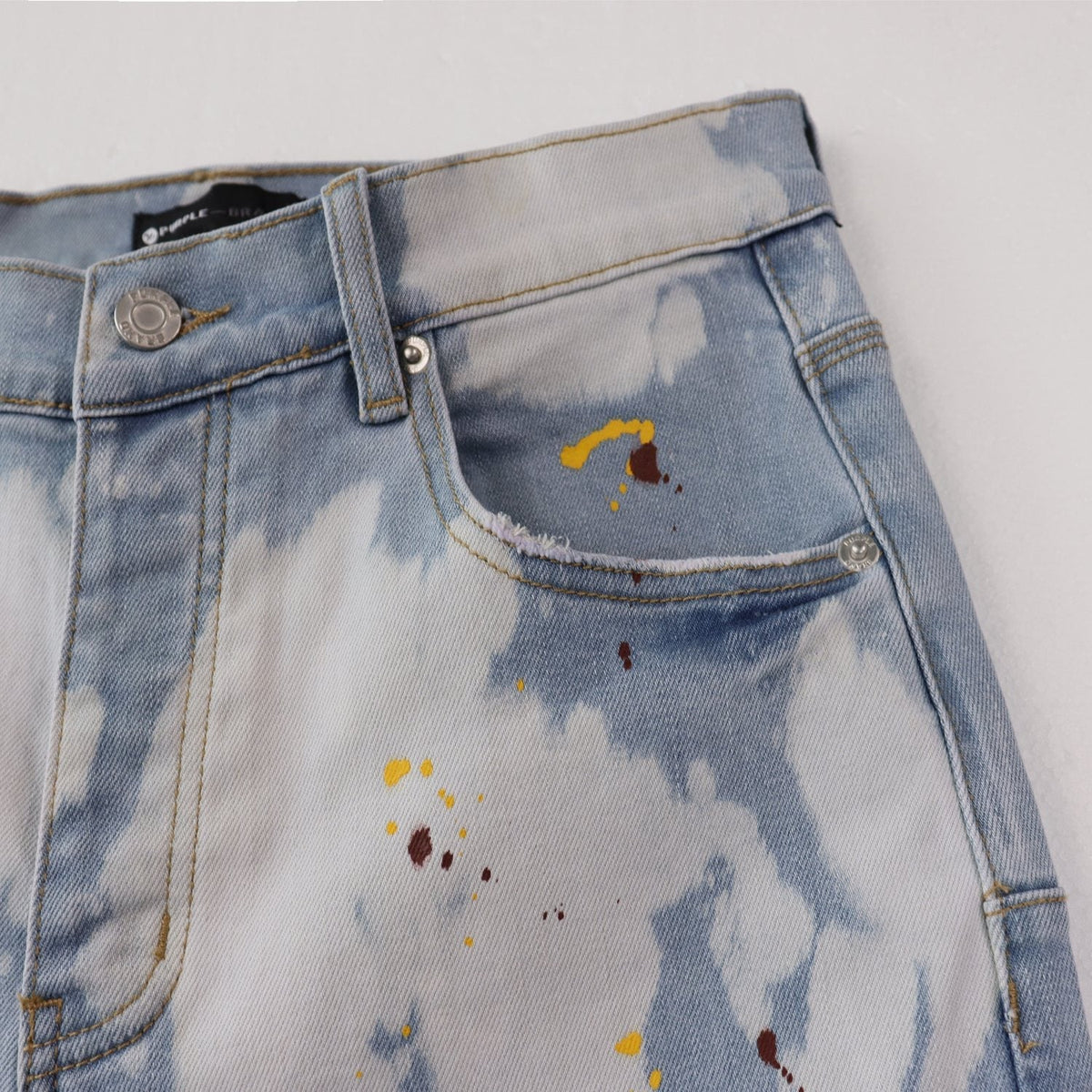 Purple Brand Light Blue Bleached Paint Splatter Skinny Jeans
