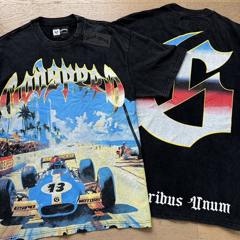 Godspeed Washed Black Racing Graphic T-Shirt