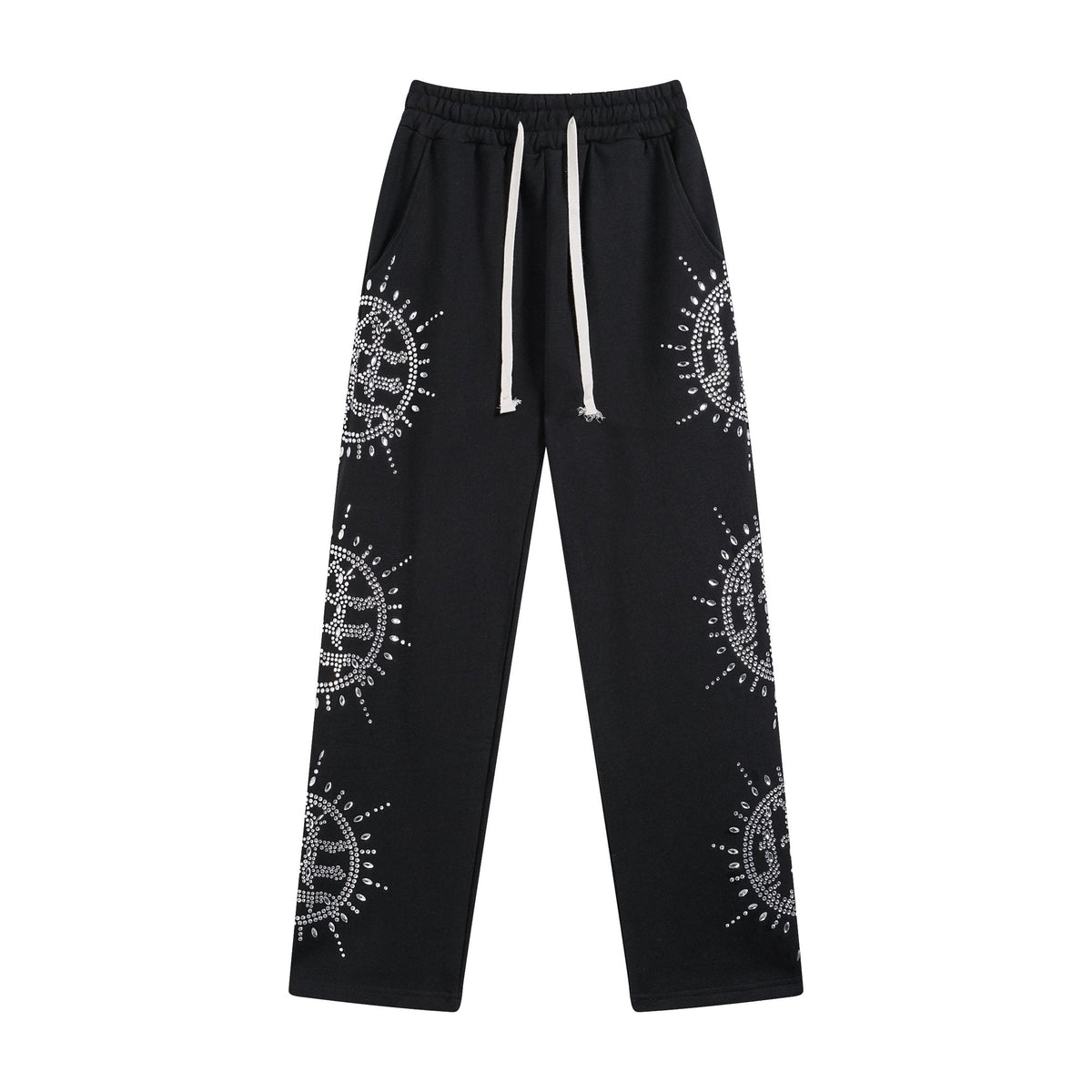 MIXED EMOTION Rhinestone Circle Graphic Sweatpants