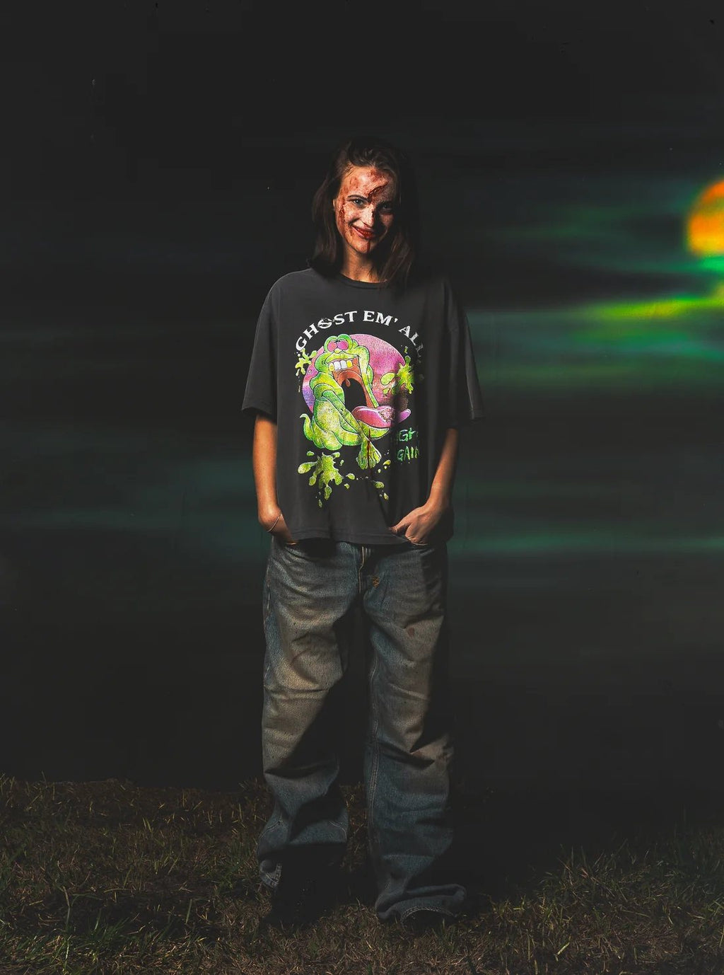 TRIPLE SEVENS Charcoal Ghost Graphic T-Shirt