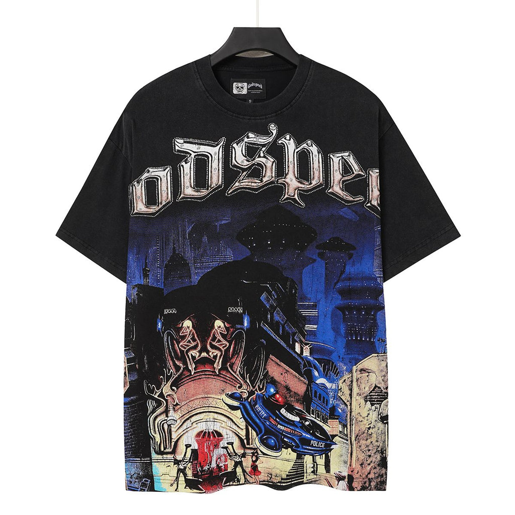 Godspeed Washed Black Rock Graphic T-Shirt