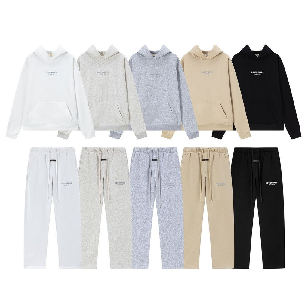 Fear Of God Essentials 3D Silicone Logo Fleece Hoodie Sweatpants Set