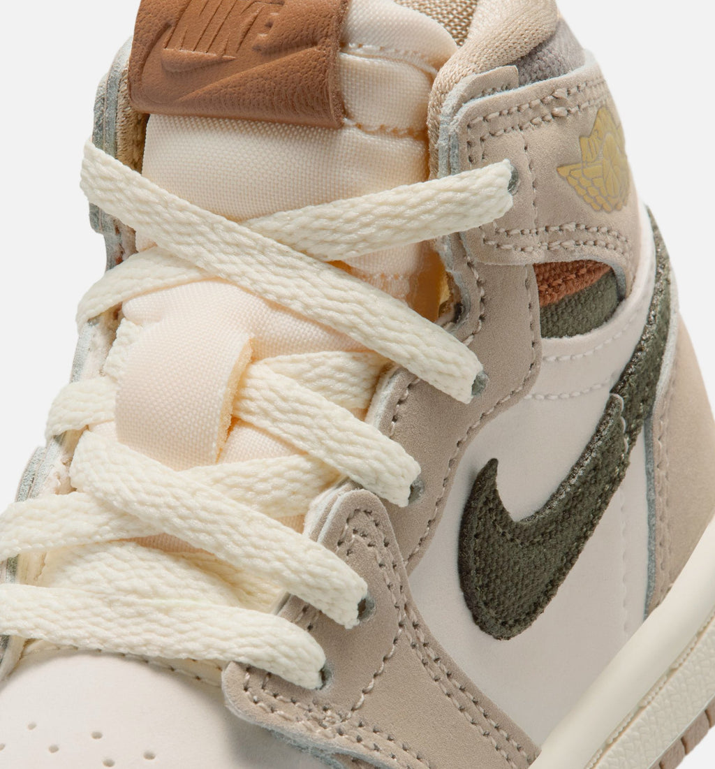 Air Jordan 1 Retro High OG Khaki – Infant/Toddler Lifestyle Shoe in Khaki/Sail/Coconut Milk/Cargo Khaki