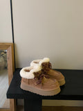 UGG Fluff Lace-Up Ankle Boots