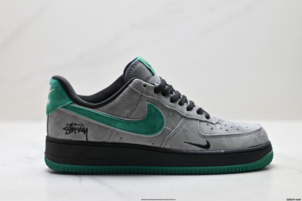 Nike Air Force 1 Low Gray Green Unisex Sneakers Style 13