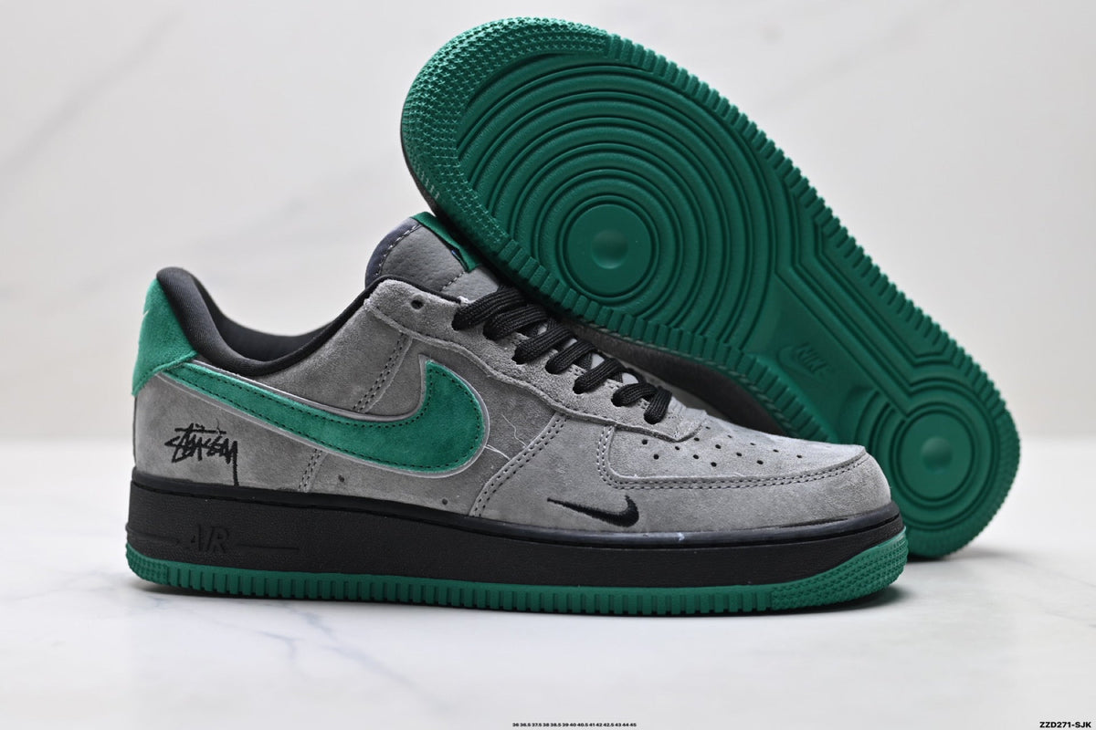Nike Air Force 1 Low Gray Green Unisex Sneakers Style 13