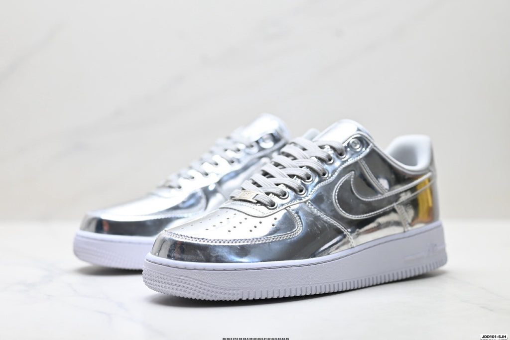 Nike Air Force 1 Low Metallic Silver Unisex Sneakers Style 16