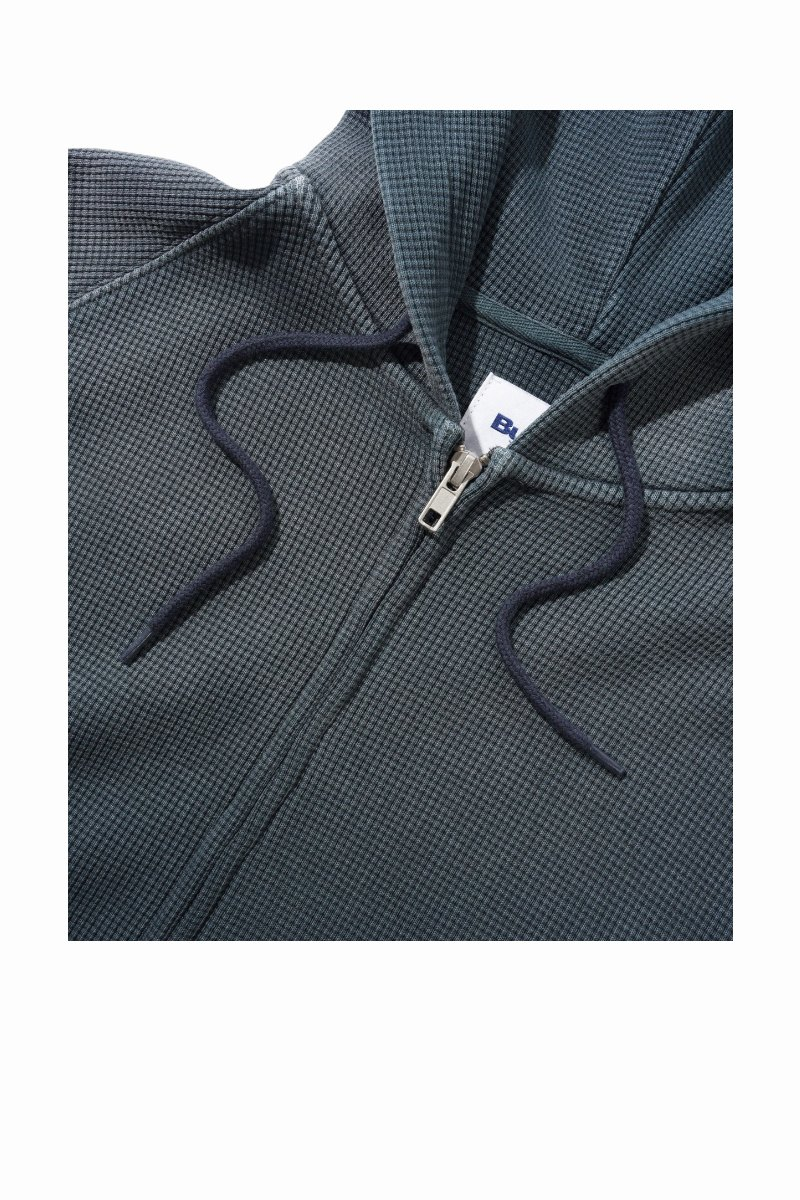 BUTTER FADED WAFFLE ZIP HOODIE Washed Black