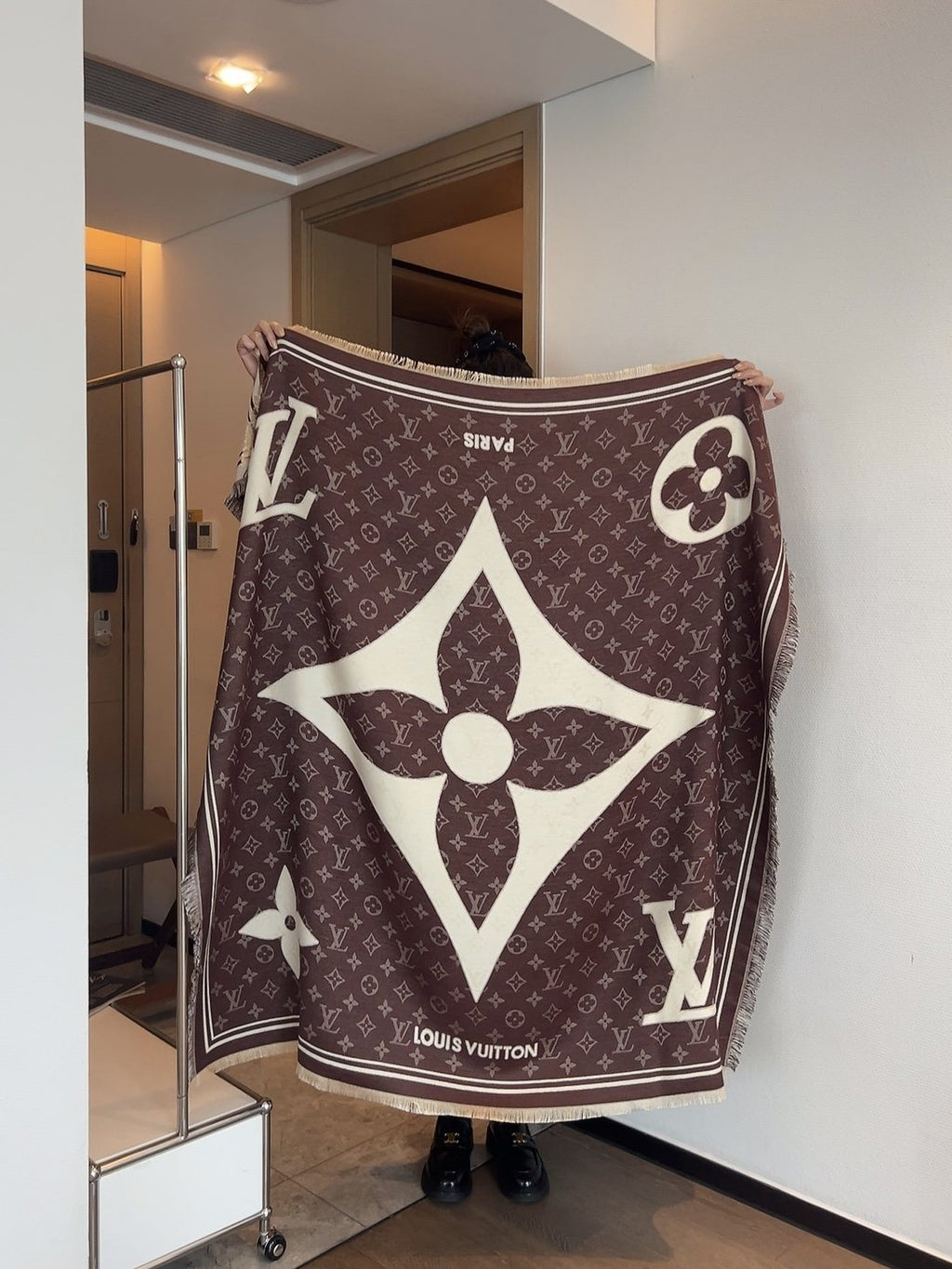 Louis Vuitton Monogram Fringe Square Scarf