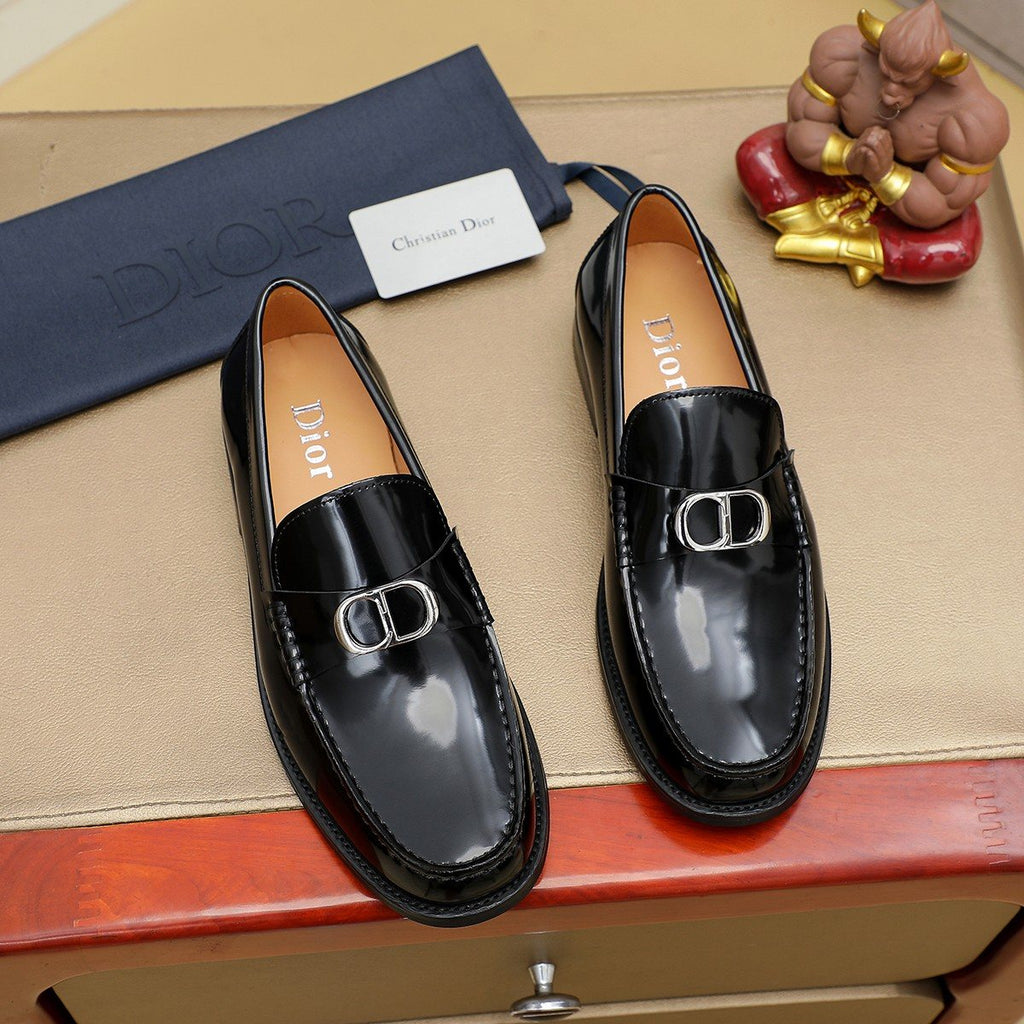 Dior Black Buckle Loafers - Moc-Toe Stitching