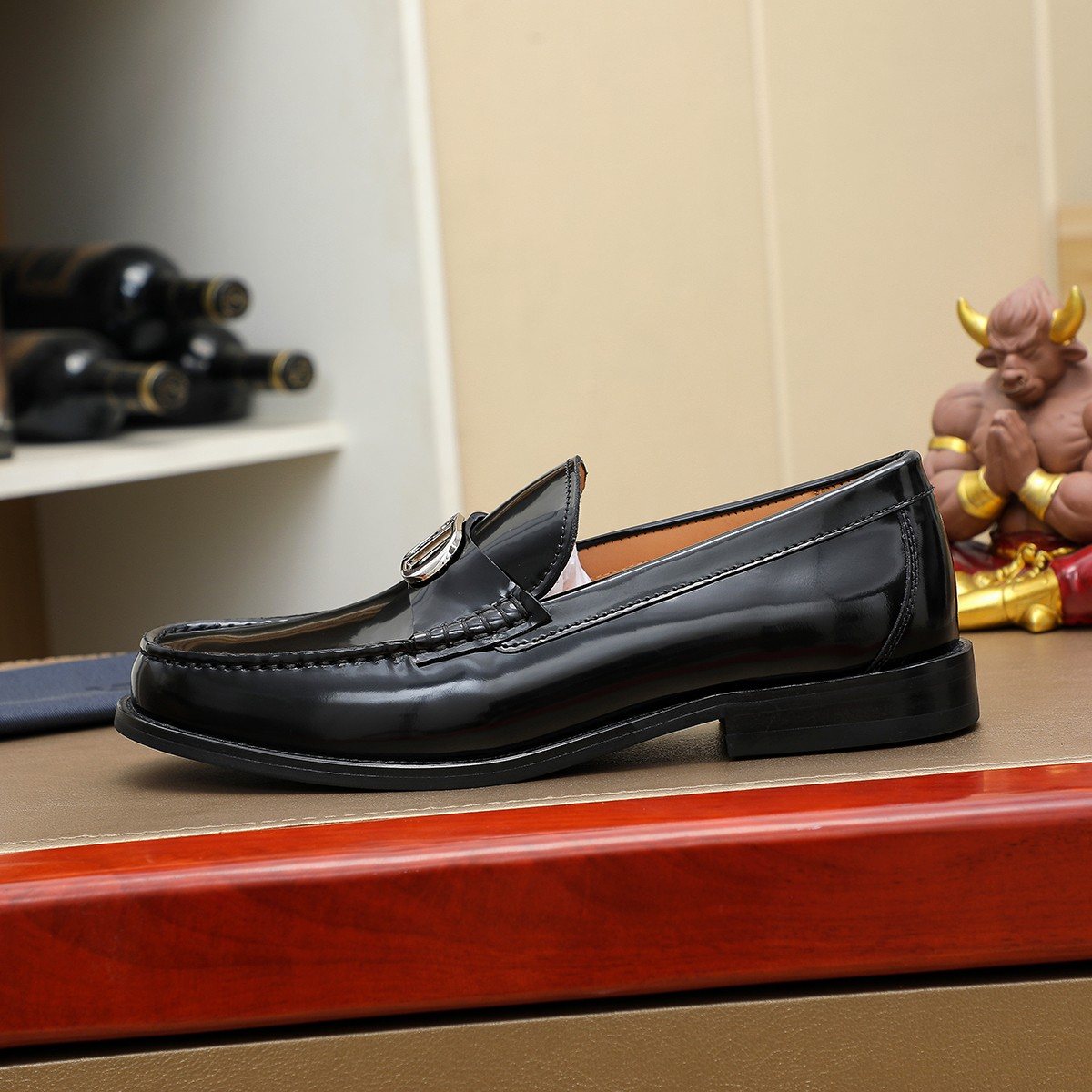 Dior Black Buckle Loafers - Moc-Toe Stitching