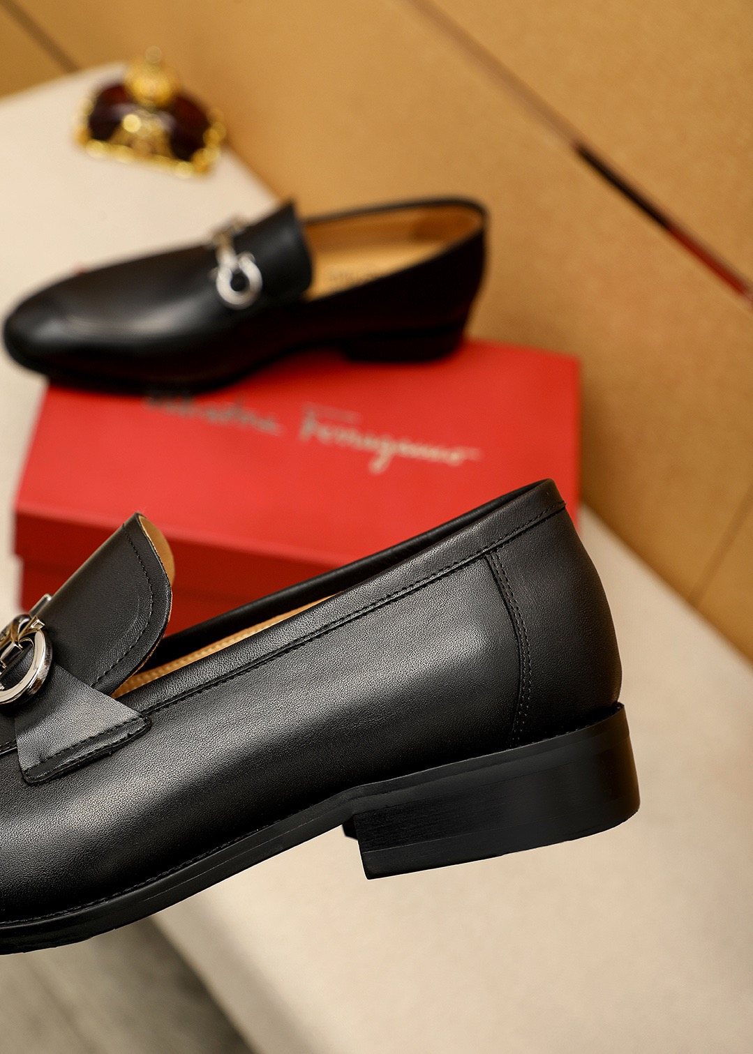 Ferragamo Black Buckle Loafers - Pointed Toe