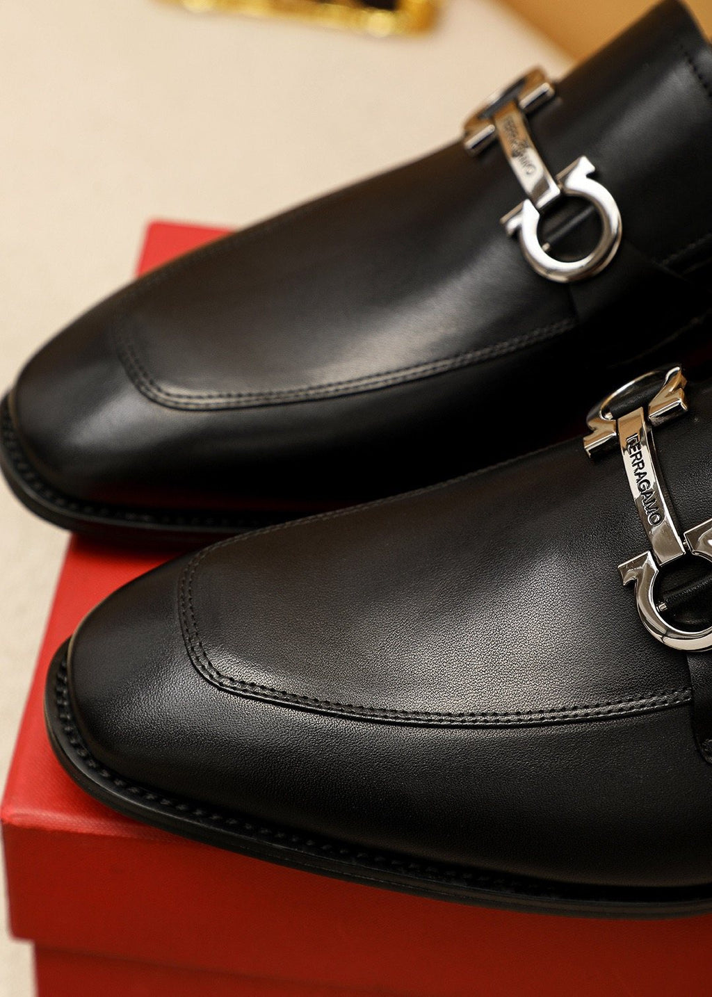 Ferragamo Black Buckle Loafers - Pointed Toe