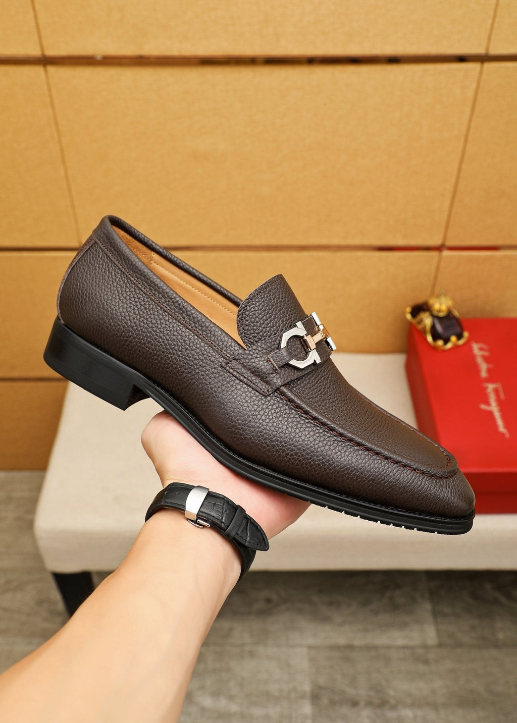 Louis Vuitton Brown Buckle Loafers - Rounded Toe