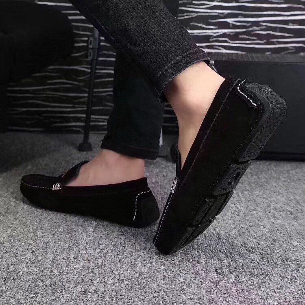 Versace Black Loafers with Gold Embroidery