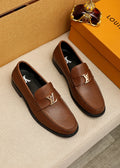 LOUIS VUITTON Brown Metal Hardware Loafers