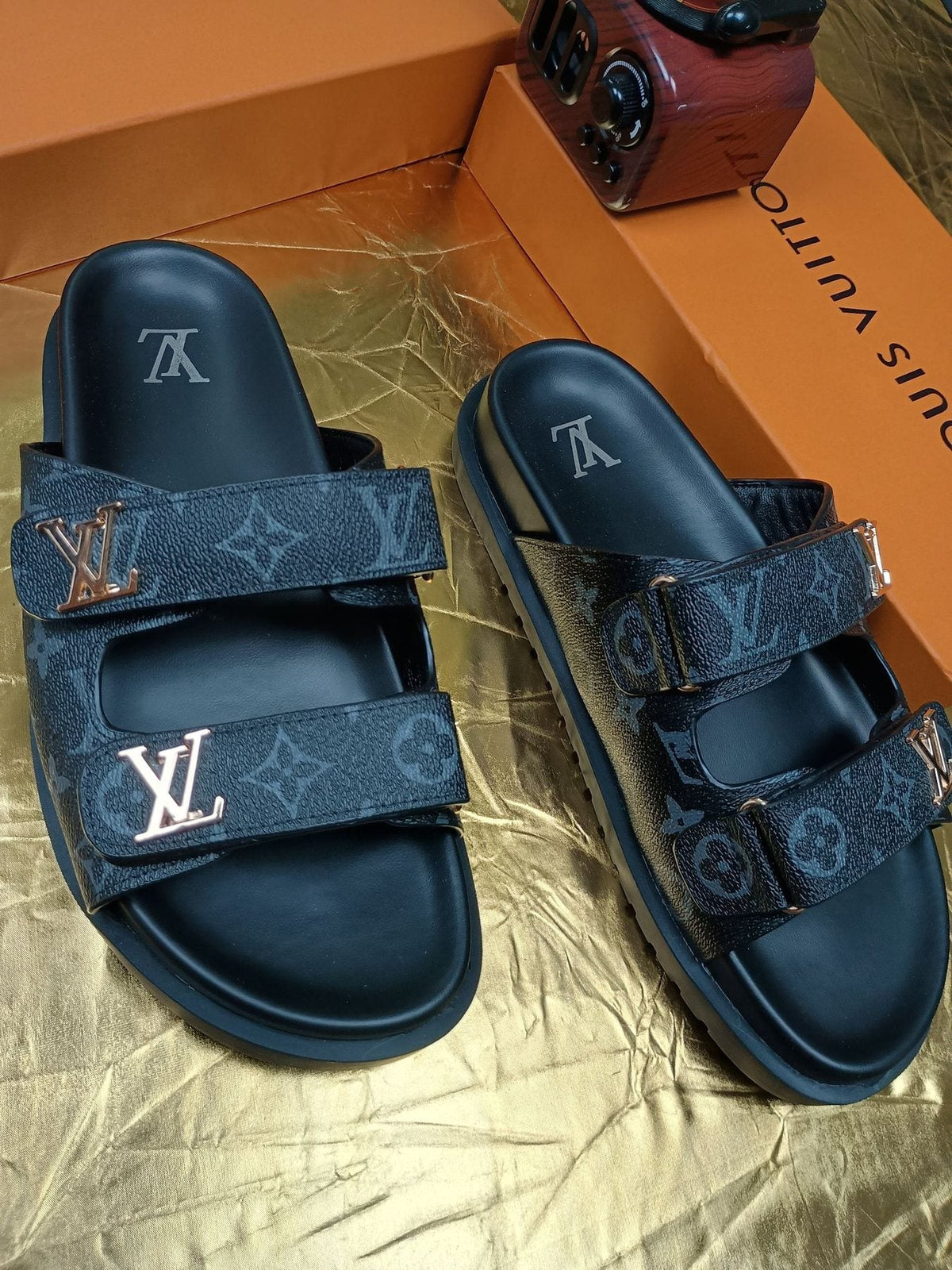Louis Vuitton Monogram Double-Strap Slide Sandals