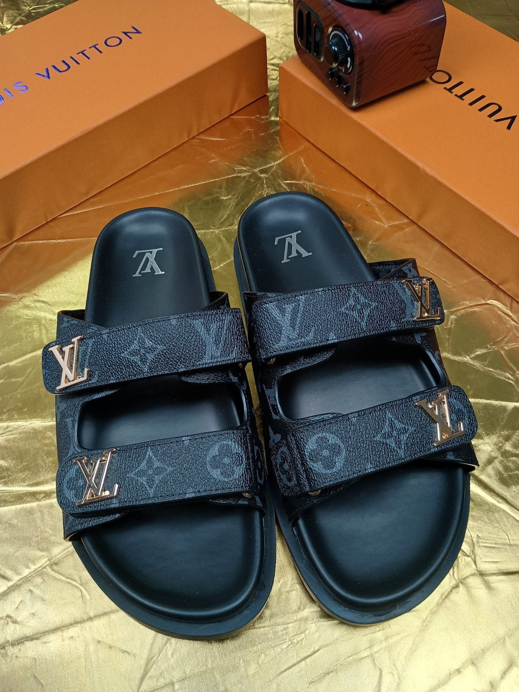 Louis Vuitton Monogram Double-Strap Slide Sandals