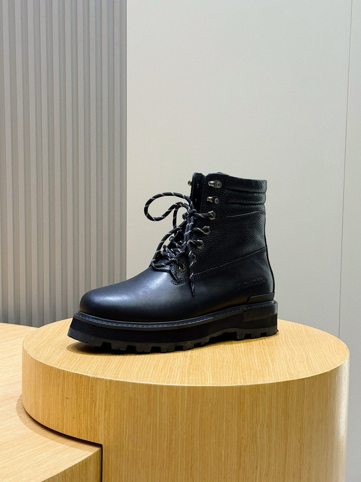 Moncler Black Lug-Sole Lace-Up Boots