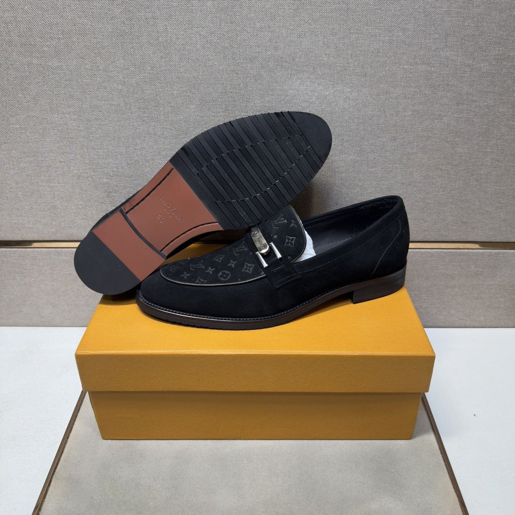 Louis Vuitton Men's Black Monogram Bar Loafers