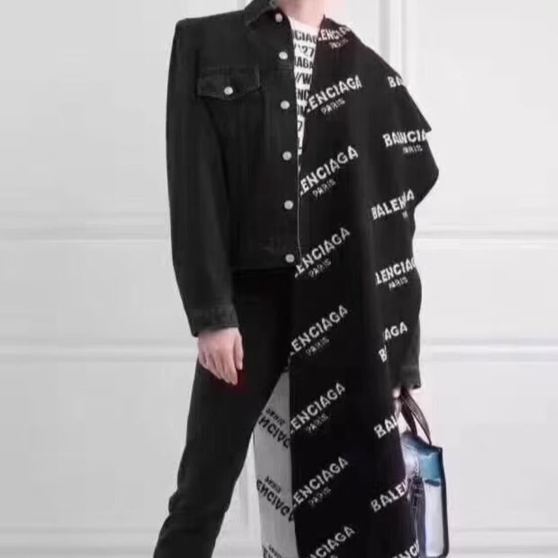 Balenciaga Black & White Knit Scarf