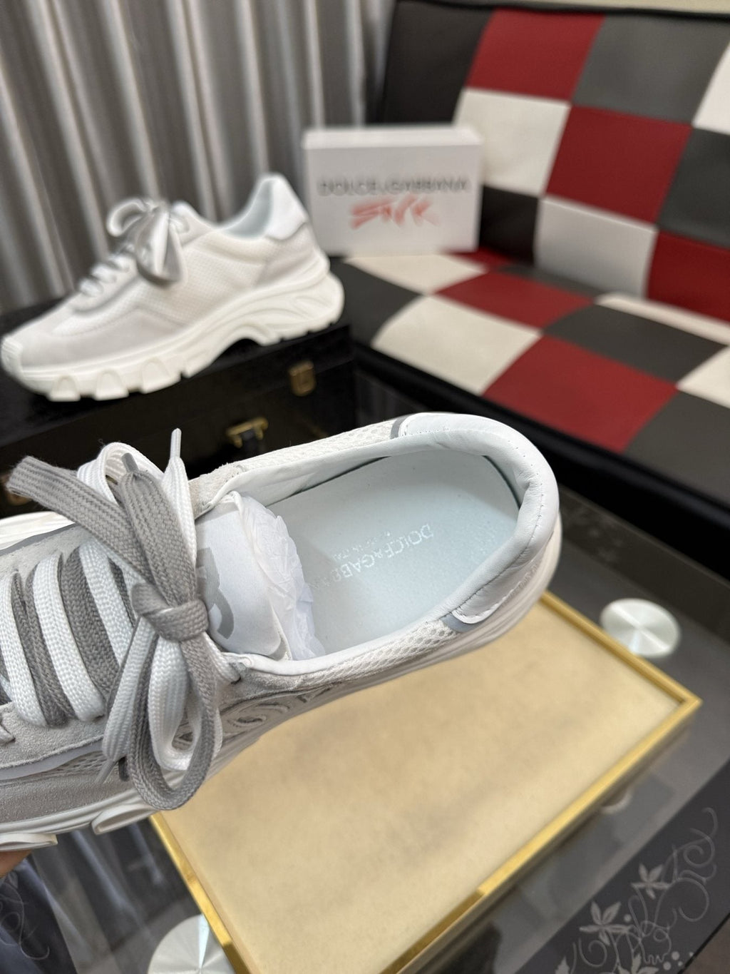 Dolce & Gabbana White and Light Gray Chunky Sneakers