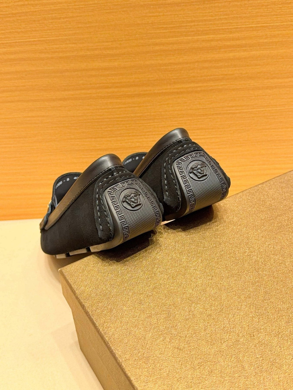 Versace Men's Black Gold Buckle Loafers