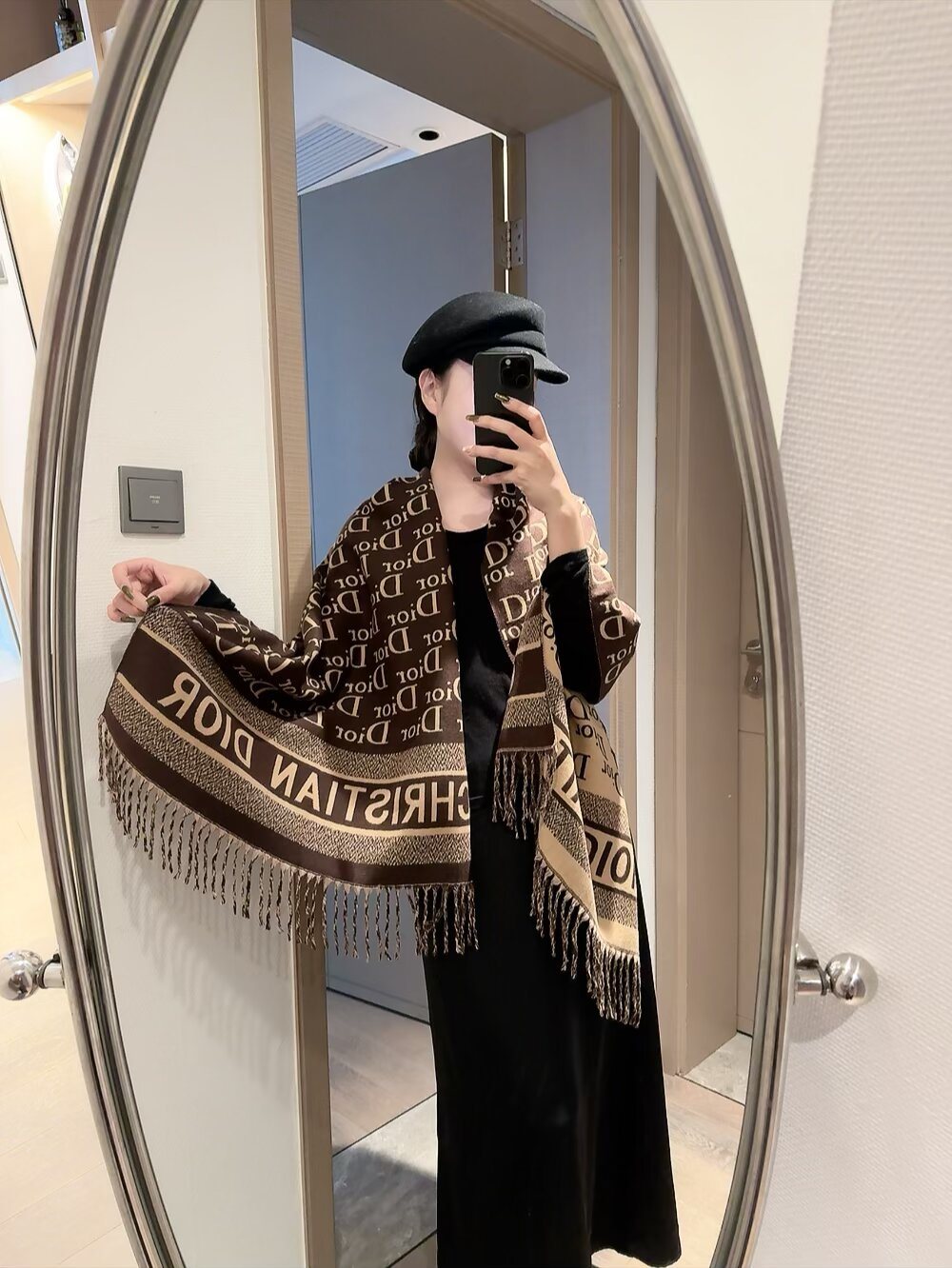 Dior Fringed Monogram Scarf