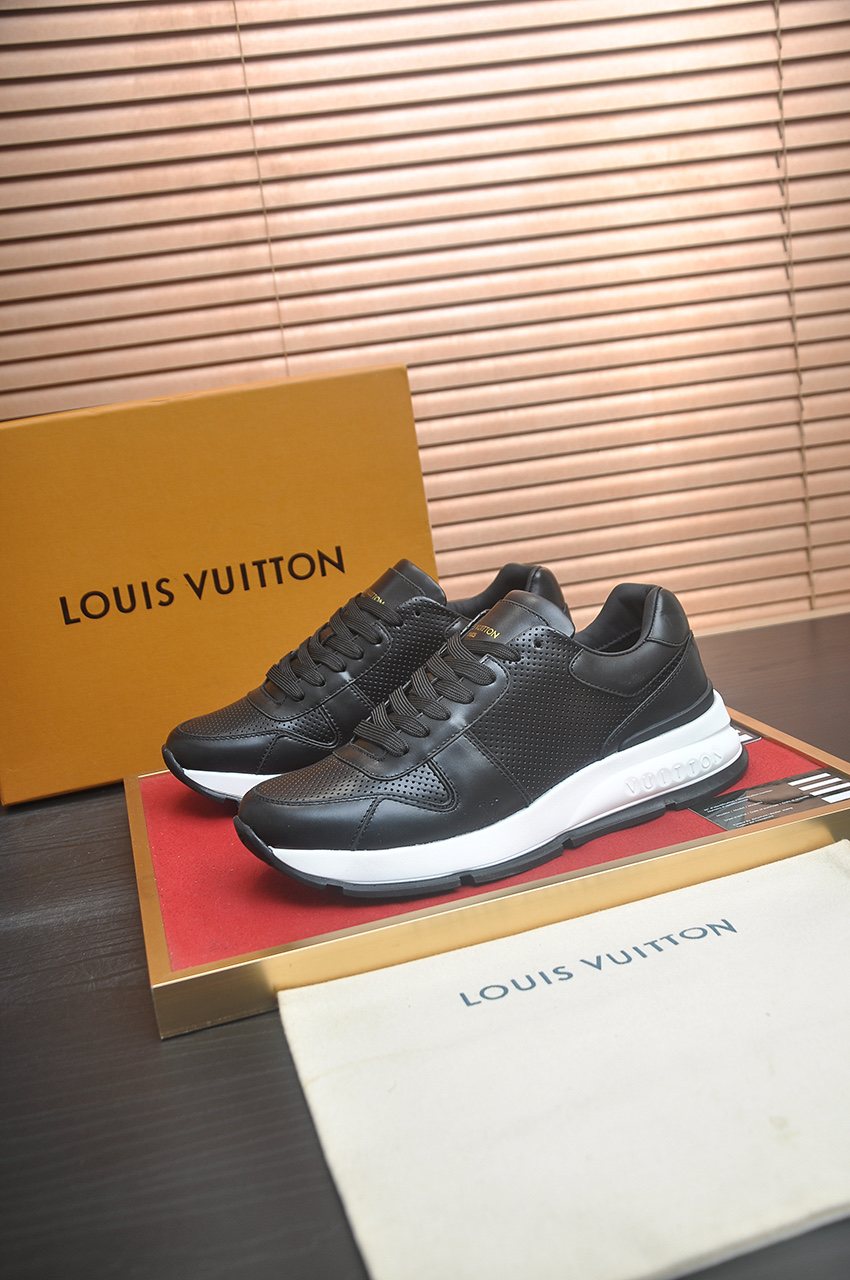 Louis Vuitton Black and White Low-Top Sneakers - Perforated Toe Detail