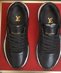 Louis Vuitton Black and White Low-Top Sneakers - Perforated Toe Detail
