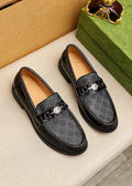 Gucci Black and Gray Metal Bit Loafers