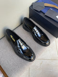 Prada Black Glossy Strap Loafers