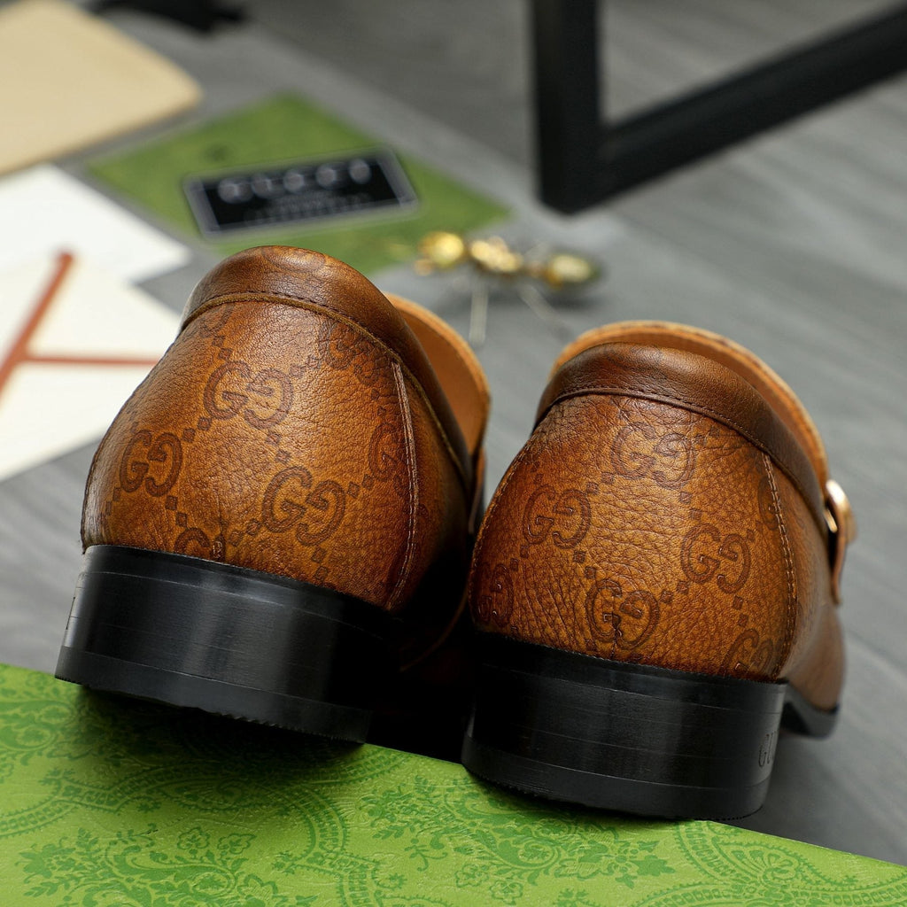 Gucci Brown Textured Loafers