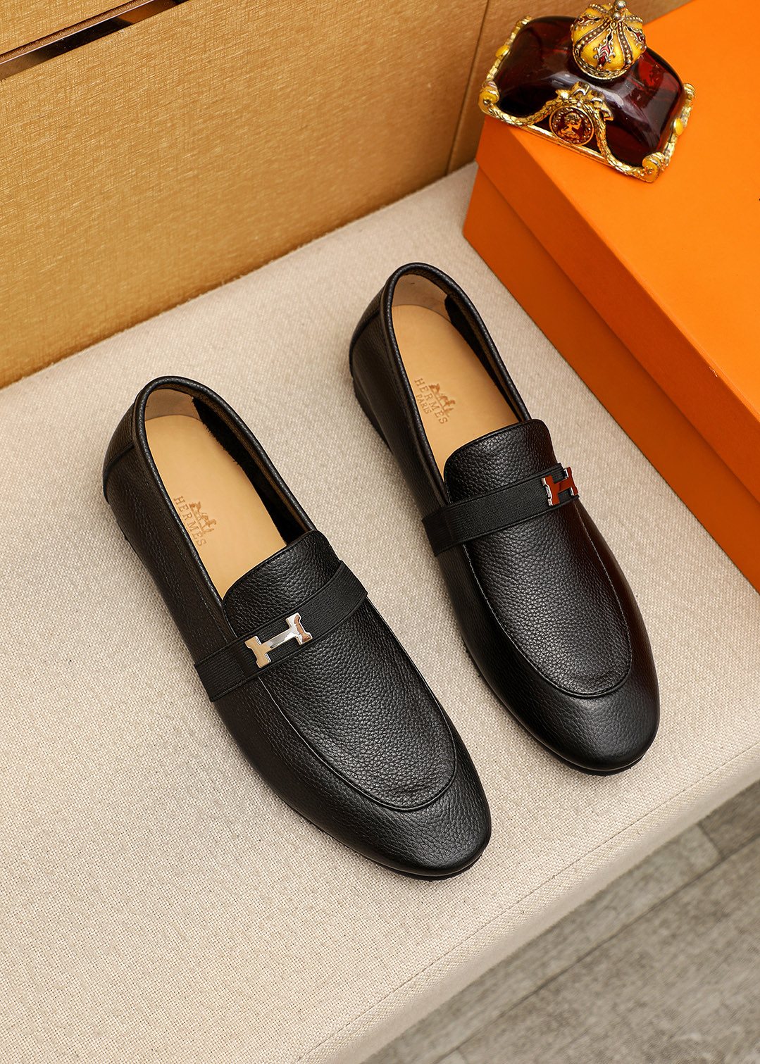 Hermès Black H-Hardware Loafers - Low-Profile Sole