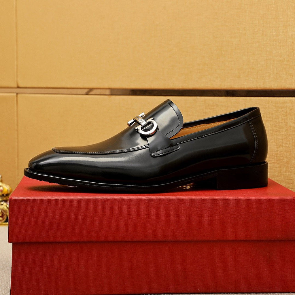 Ferragamo Black Hardware Loafers - Black Leather Upper